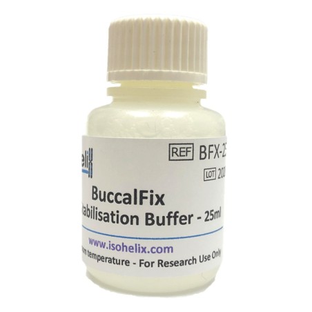 BuccalFix stabilization buffer bulk pack. 25ml, sufficient for stabilising 50 buccal swabs