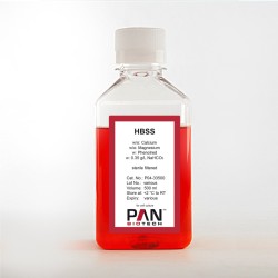 Solución salina equilibrada de Hanks (HBSS) sin Ca2+, Mg2+ - 500 ml / Guardar a +2°C - RT