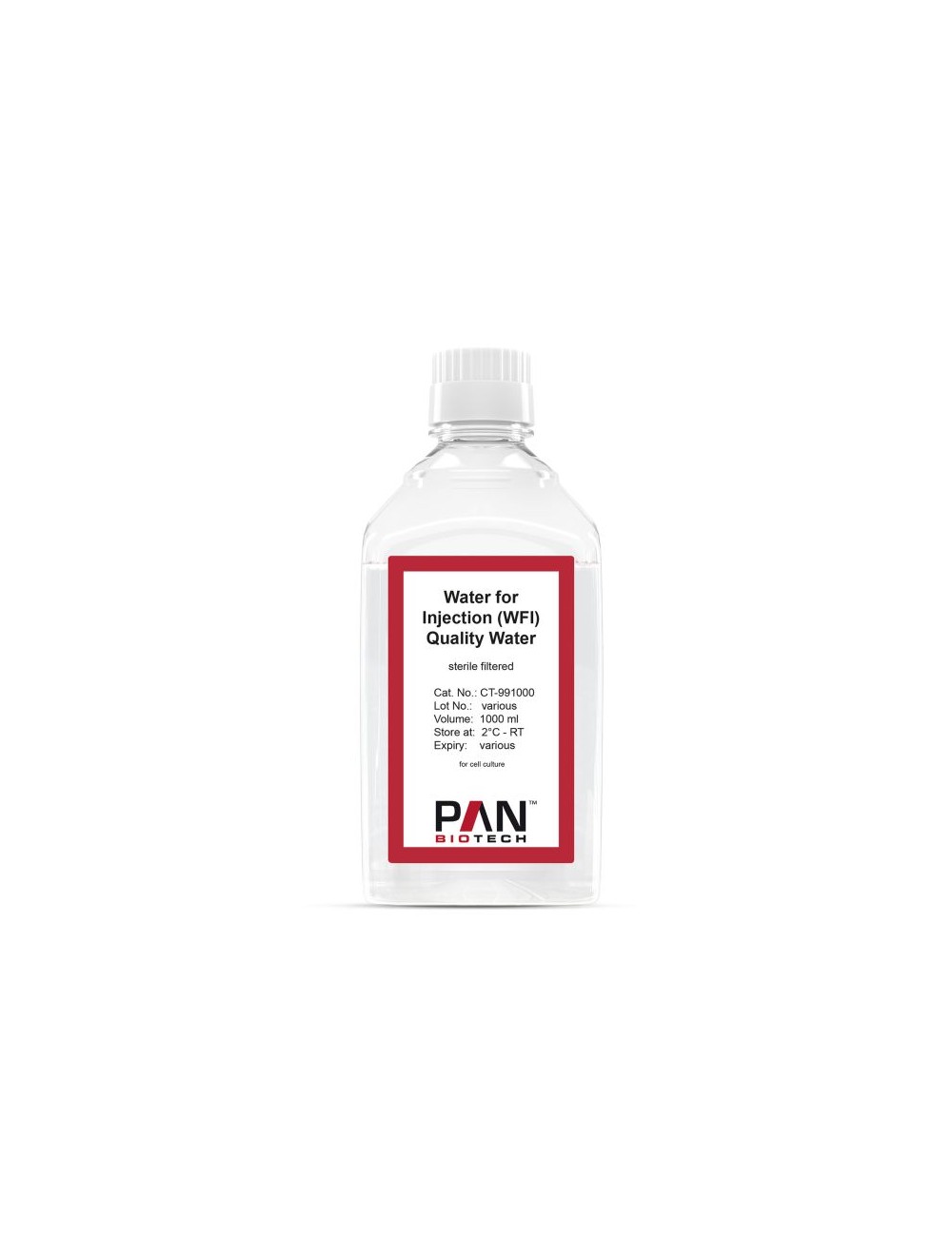 Water for Injection (WFI) Quality Water. according to WFI specifications (EP. USP) (1 botella de 1000 ml)