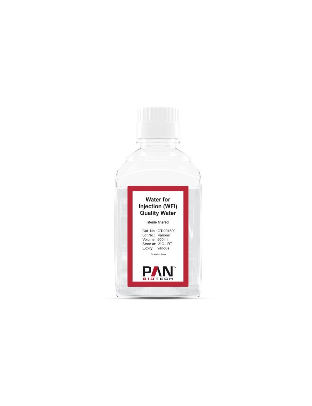 Water for Injection (WFI) Quality Water. according to WFI specifications (EP. USP) (1 botella de 500 ml)