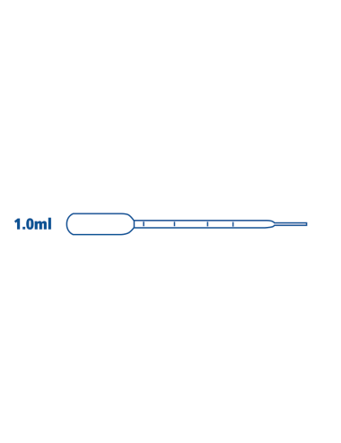 Pipeta Pasteur graduada de 1 ml (estéril)