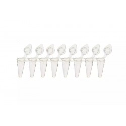 0.1 ml 8-Strip Non-Flex PCR Tubes, Low-Profile, Natural, Individually Attached Flast Caps (Xtra-Clear)