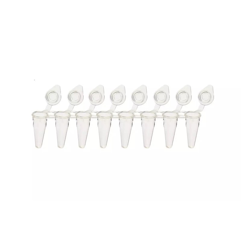 0.1 ml 8-Strip Non-Flex PCR Tubes, Low-Profile, Natural, Individually Attached Flast Caps (Xtra-Clear)