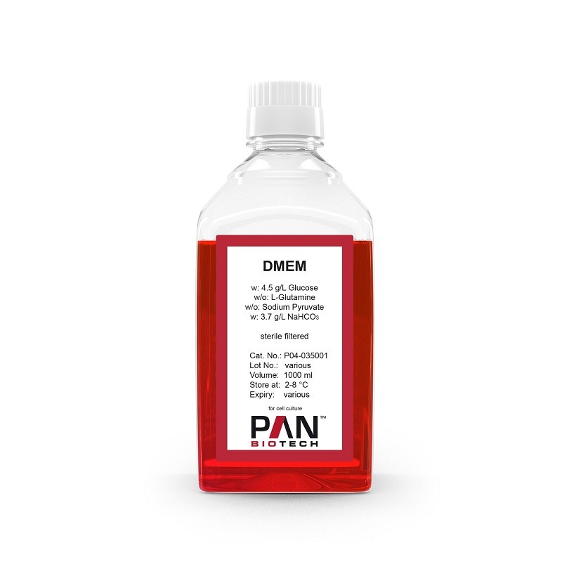DMEM. w: 4.5 g/L Glucose. w/o: L-Glutamine.  de 1000ml
